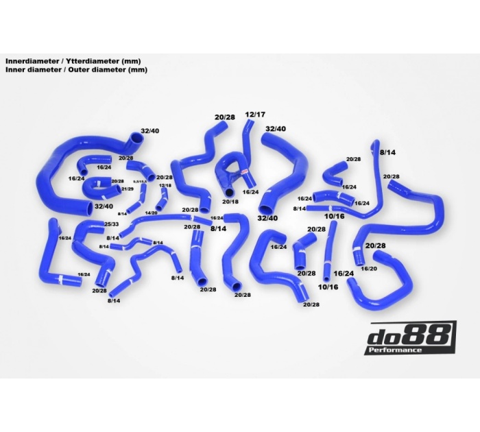Do88-kit187B AUDI SEAT SKODA VW 1.8 / 2.0 TSI MQB Coolant hoses A hose kit developed by do88 to replace OEM radiator/cooling sys