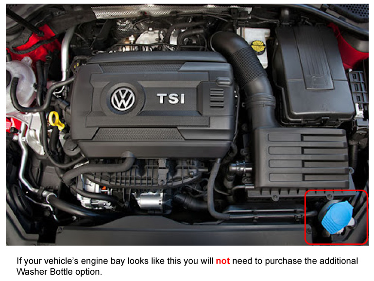 VW Golf GTi washer bottle location which do not need washer bottle filler kit