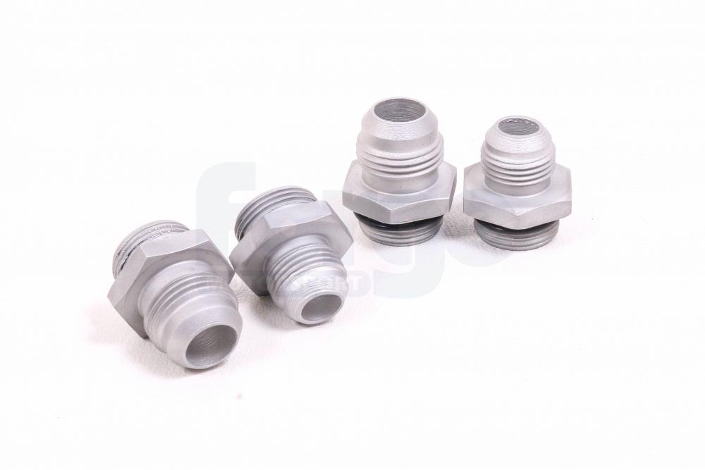 Anodized Black Aluminum Block and AN-8 or AN-10 Male Thread Connectors